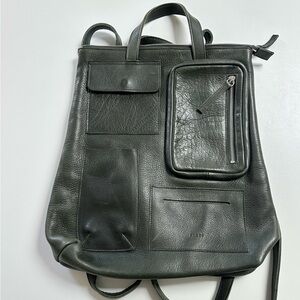 Nimes Leather Cabernet Backpack in Green
